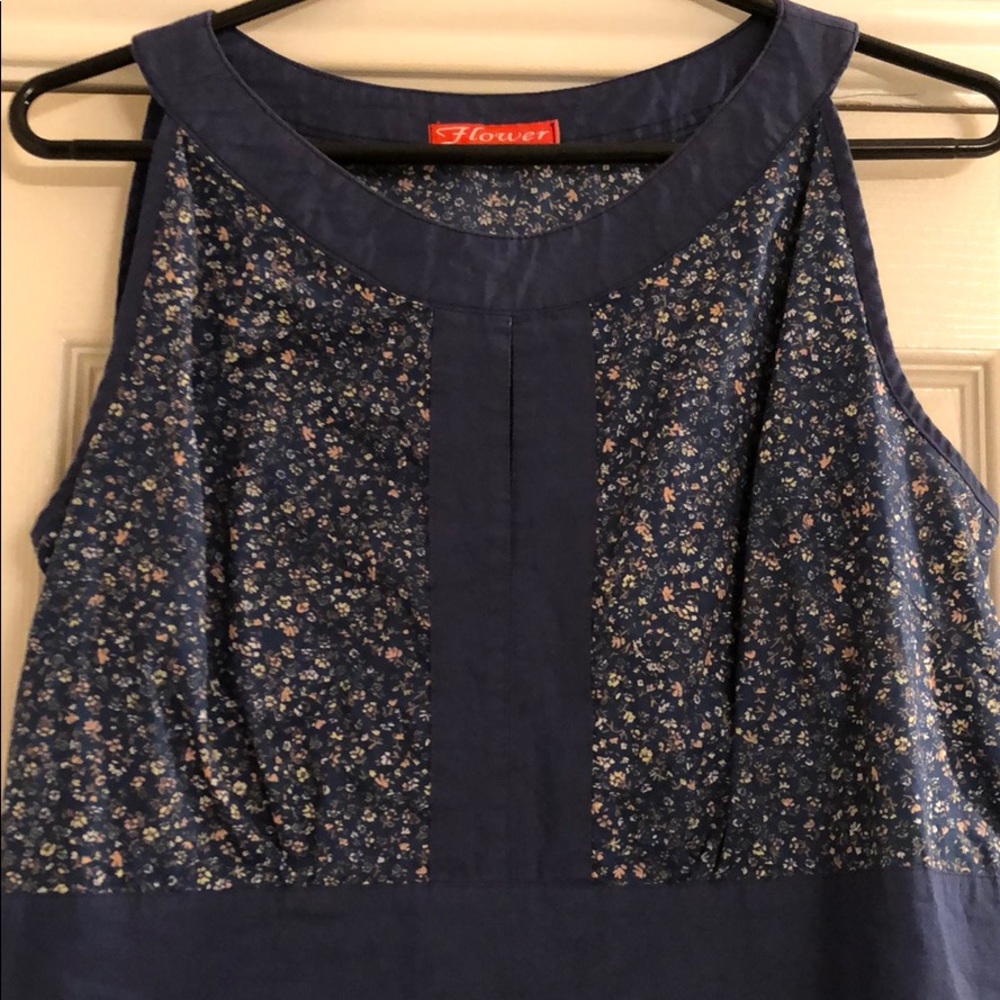 Blue knee length cotton dress